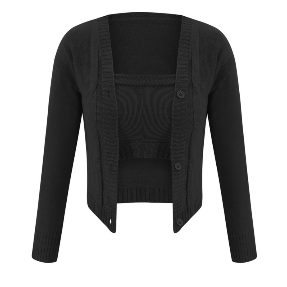 1 Left ~ Black 3-piece Cardigan Set - Picture 8 of 8